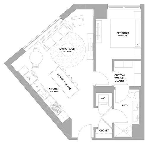 Floor plan 1 Bed/1 Bath-1.1J