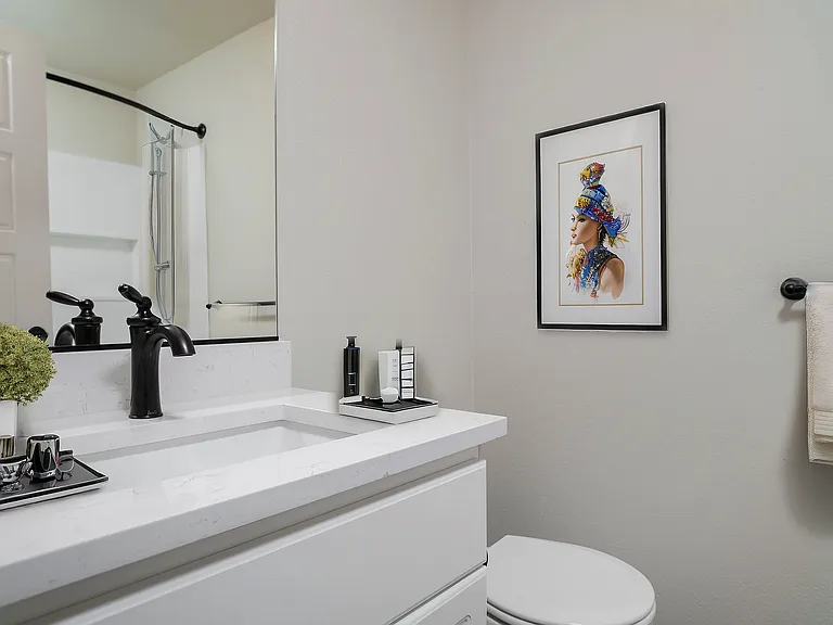 Experience sleek design and modern comfort in this beautifully appointed bathroom. Experience sleek design and modern comfort in this beautifully appointed bathroom.
