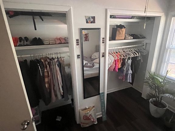 Huge double closet in the bedroom.
