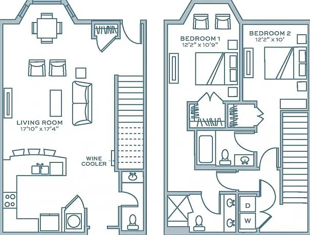 Two Bedroom Two & A Half Bath (1610 SF) Two Bedroom Two & A Half Bath (1610 SF)