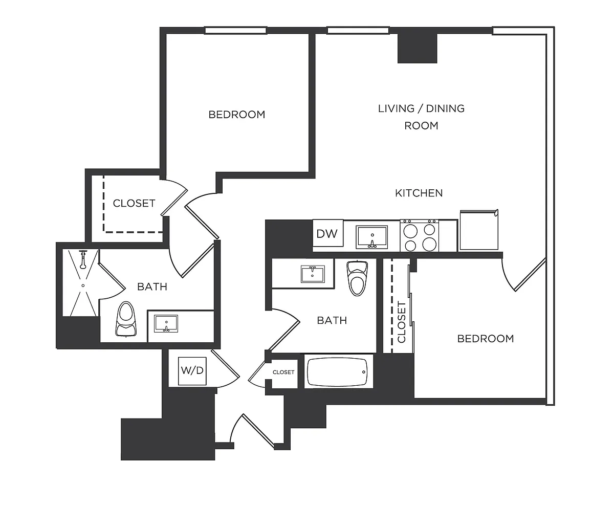 Floor plan 2 Bed/2 Bath-D