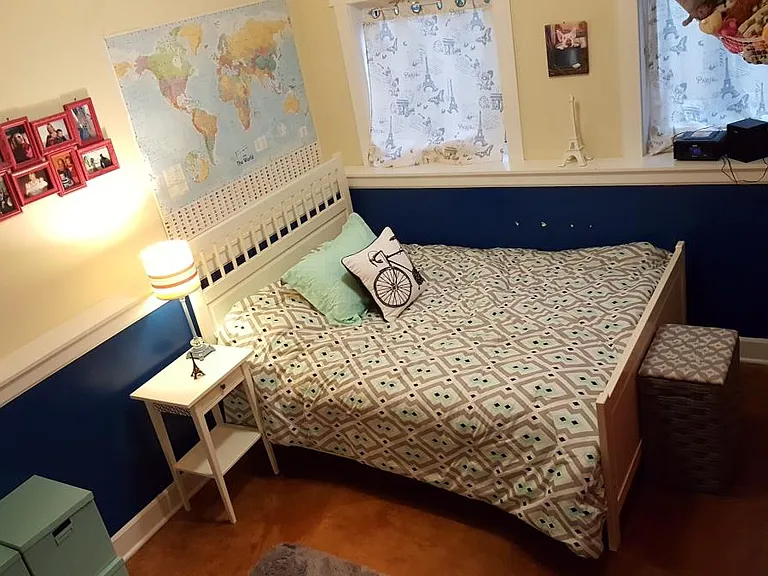 Bedroom 2 - shown furnished with Queen bed (paint has been updated since)