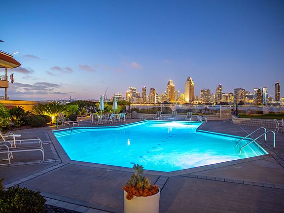 Complex pool with views of San Diego Syline and San Diego/Coronado Bay