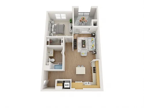 Floor plan A2: 1 Bed 1 Bath