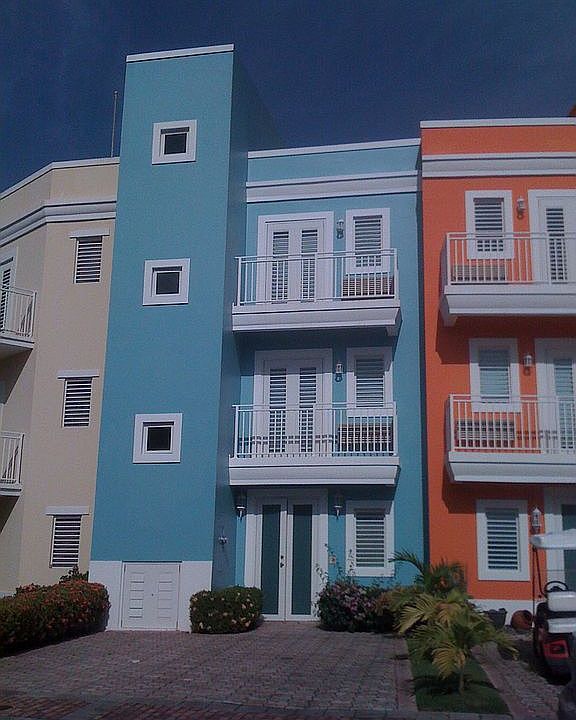 Front view of townhouse.