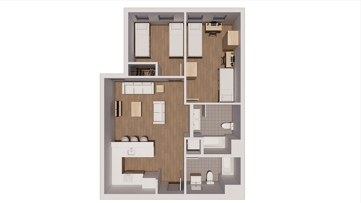 Floor plan B4 - Leased By The Bed