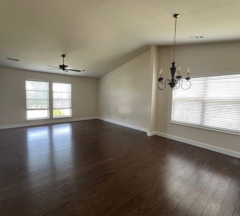 Spacious dining and living area.