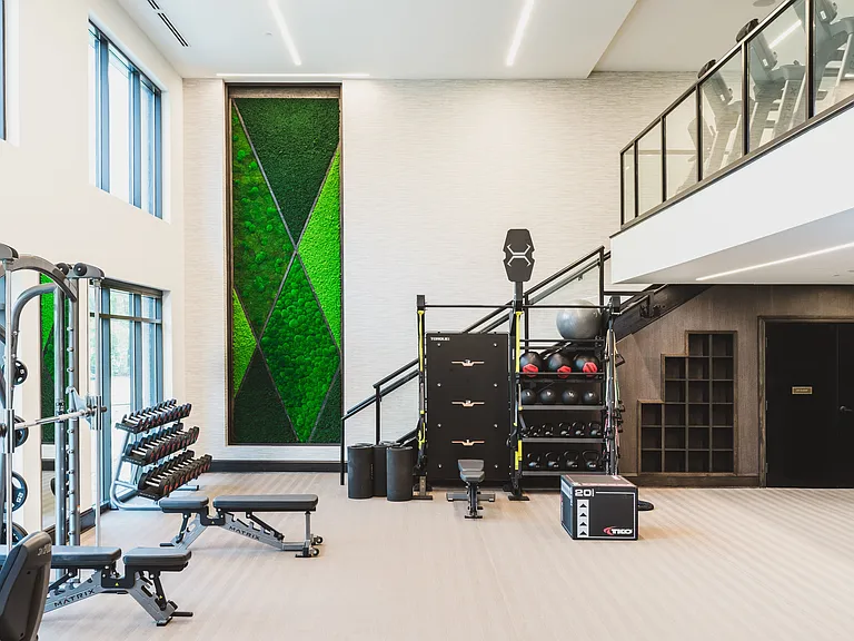 Two-story fitness studio with TRX station