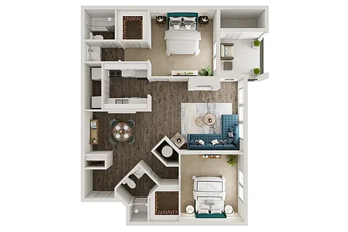Floor plan The Peachtree 2x2
