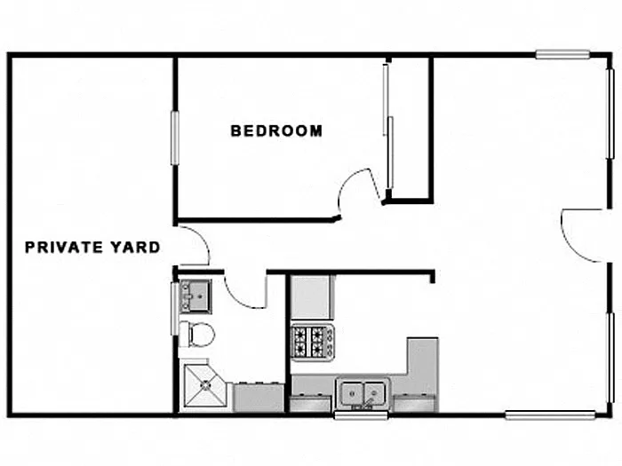 Floor plan 1 Bed / 1 Bath: Type B