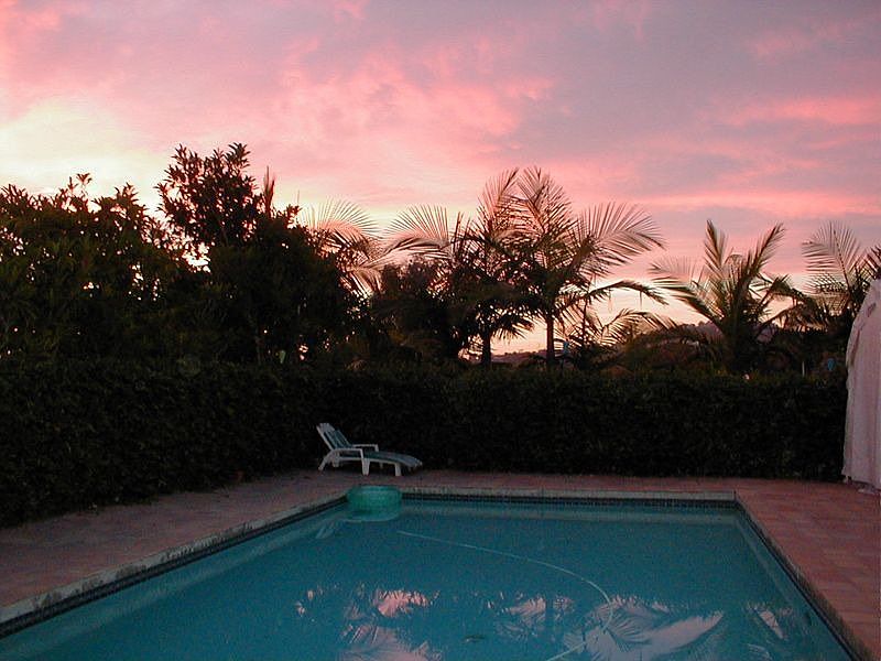 Sunset by pool