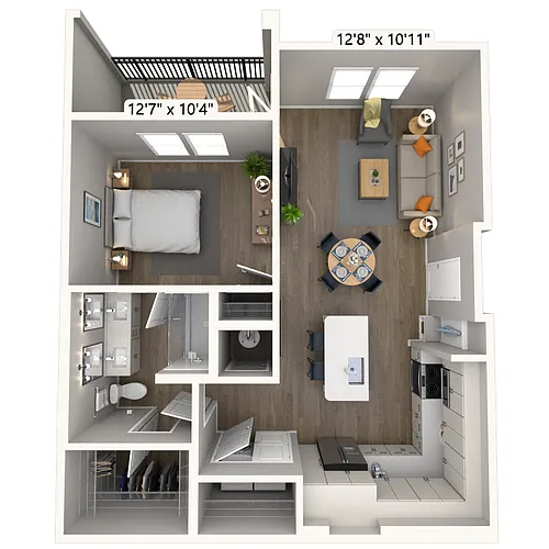 Floor plan A2 1x1 744 SF-FP