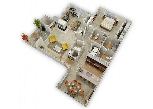Floor plan One Bedroom, Plus Den