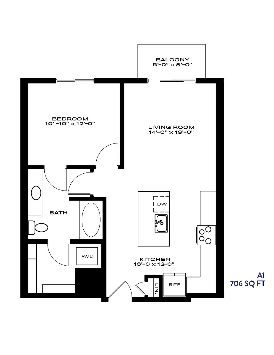 Floor plan 1 Bed/1 Bath