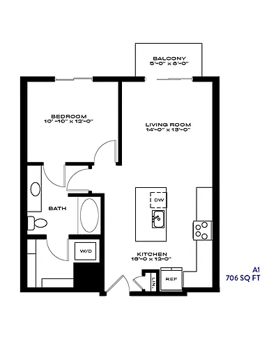 Floor plan 1 Bed/1 Bath