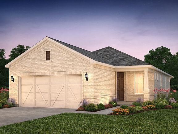 The Contour, a one-story home with 2-car garage, shown with Home Exterior LS202