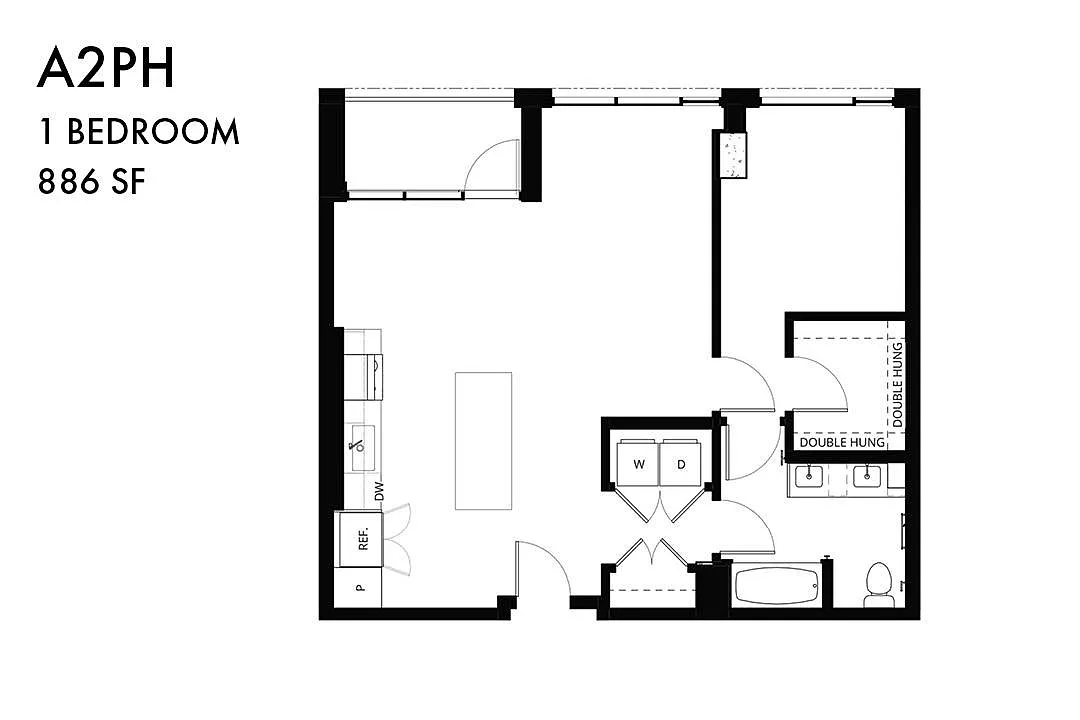 Floor plan Penthouse 1 Bedroom A2ph