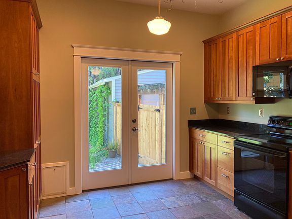 French doors to backyard