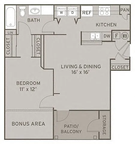 Floor plan 1 Bedroom - Renovated