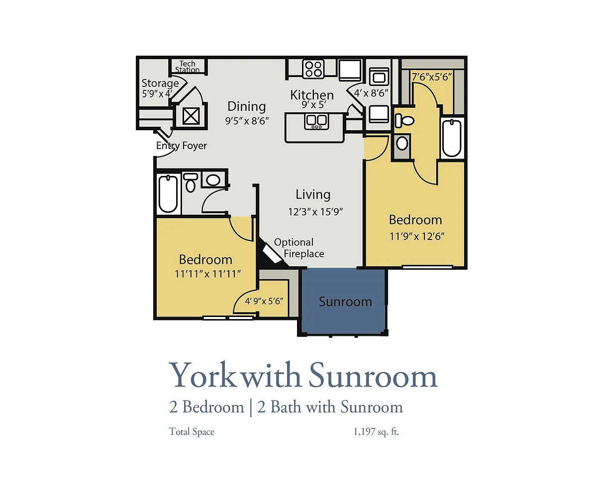 Floor plan York with Sunroom