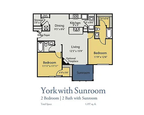 Floor plan York with Sunroom