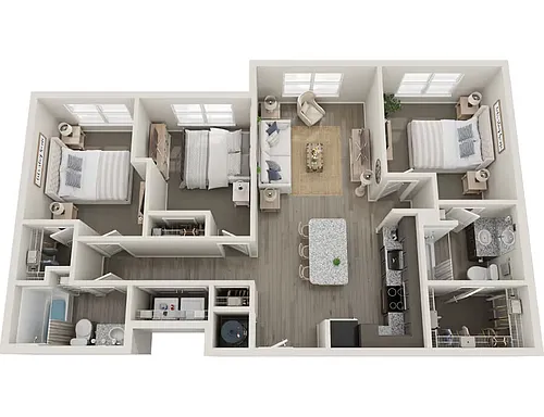 Floor plan 3 Bed 1107 sf