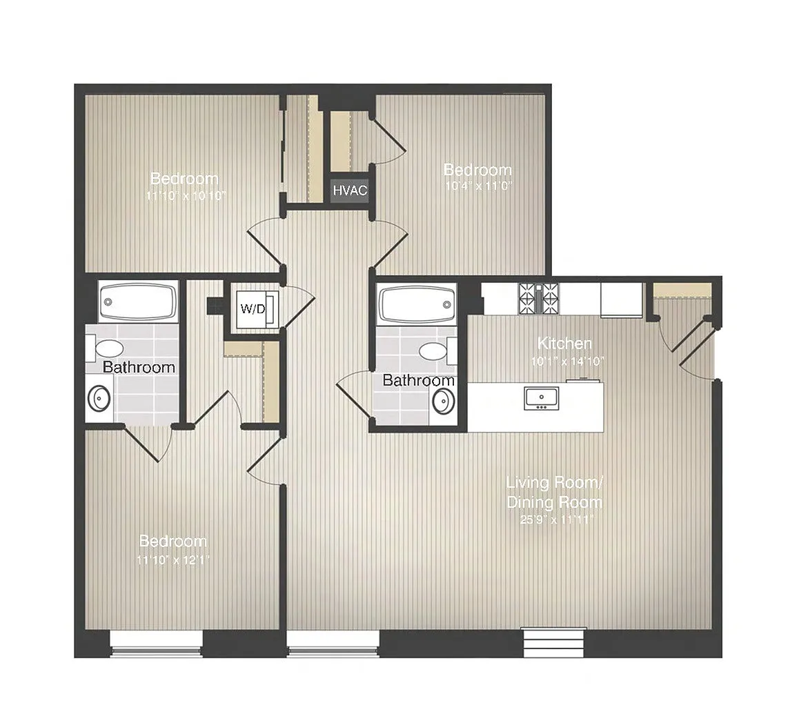 Floor plan 3BR/2BA