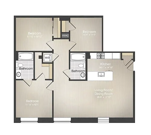 Floor plan 3BR/2BA