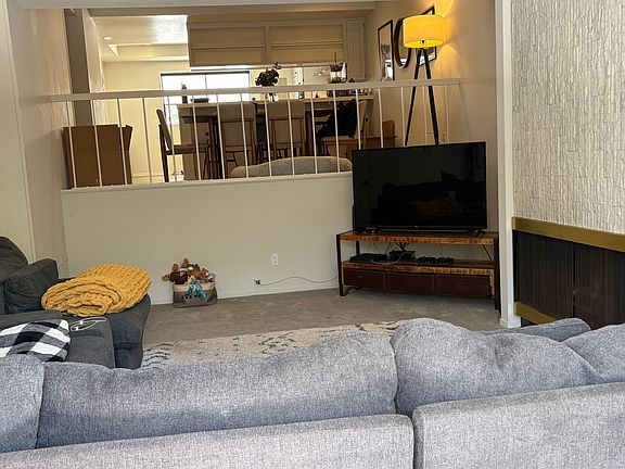 Large living room with gas fireplace