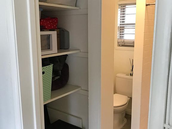 Newly remodeled bathroom with extra storage.