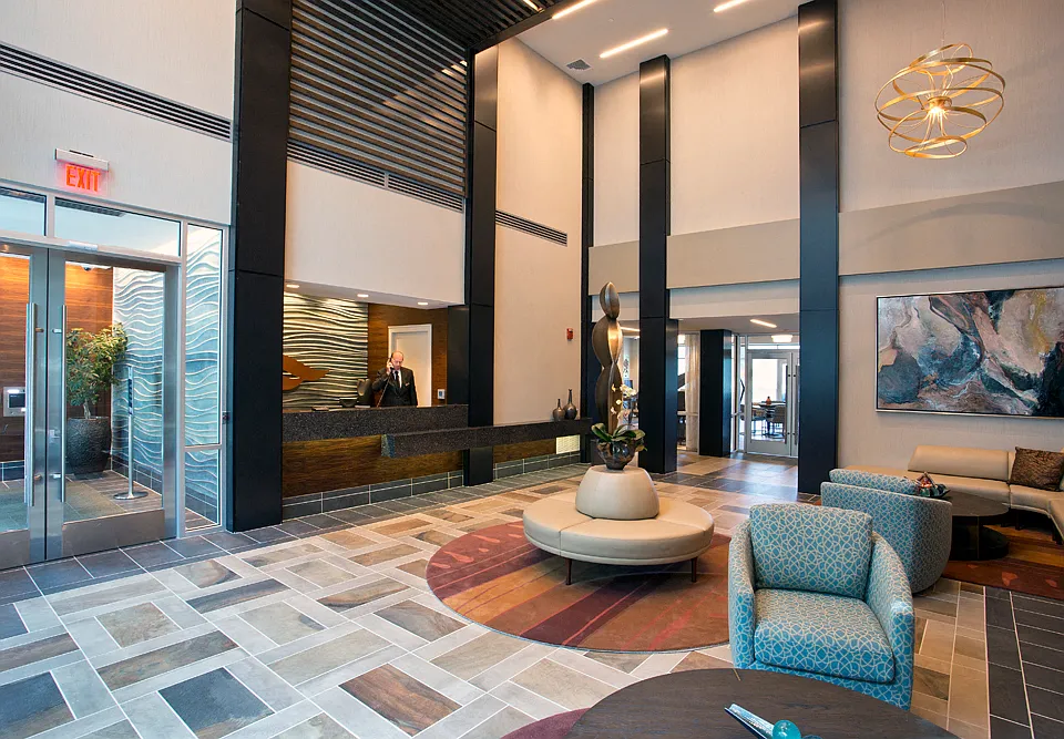 River Tides Dramatic Lobby with 24/7 Concierge Desk