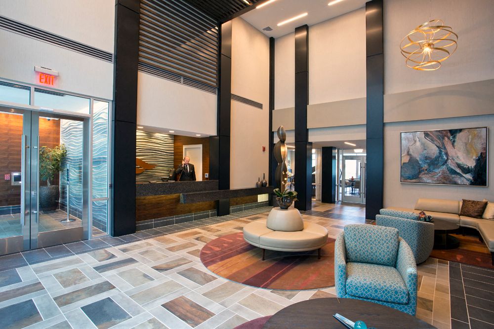 River Tides Dramatic Lobby with 24/7 Concierge Desk
