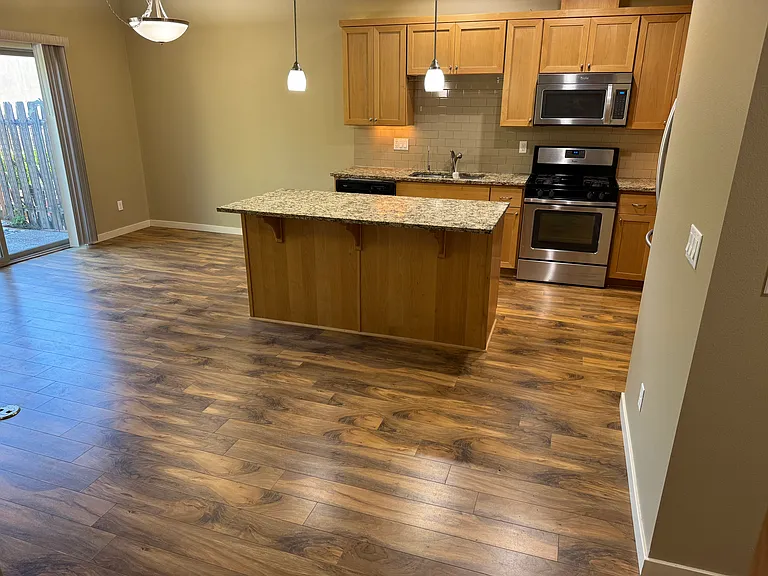 kitchen and family room
