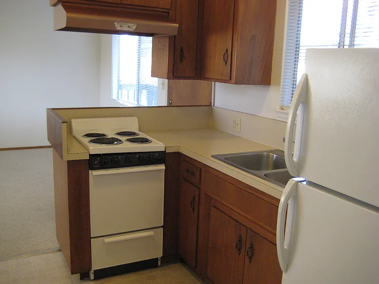 Kitchen view towards the living area.