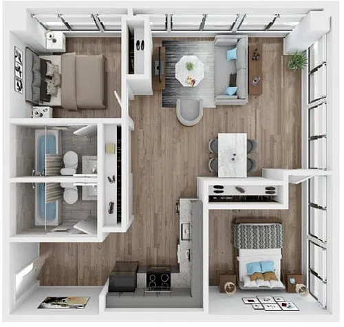 Floor plan Corner Two Bed - North Tower