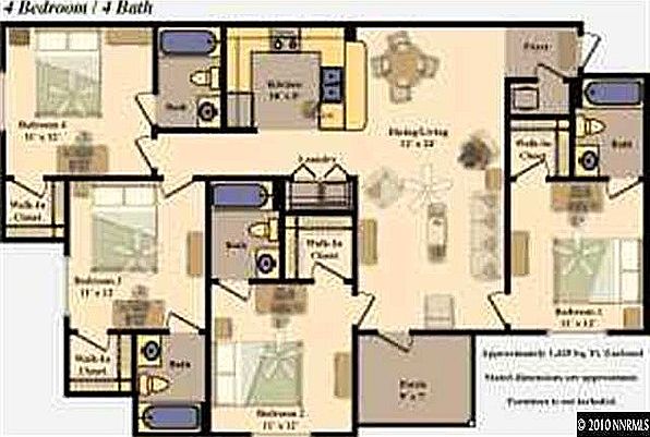 4 Large Master Suites  