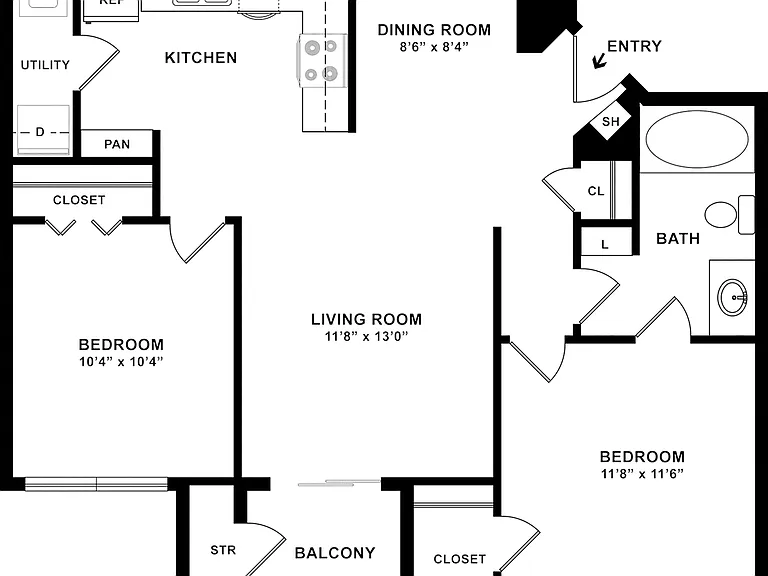 B1 Floorplan | Two Bedroom B1 Floorplan | Two Bedroom