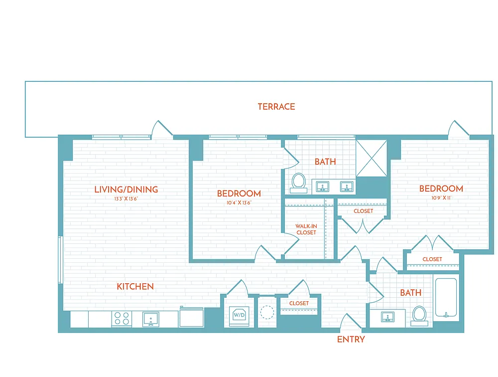 Floor plan F8 | 2 Bed | 2 Bath