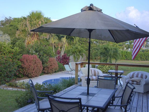 side deck overlooking pool