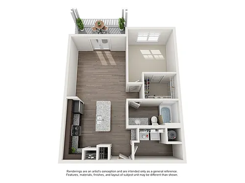 Floor plan 1 Bedroom/1 Bath-799 Sq Ft
