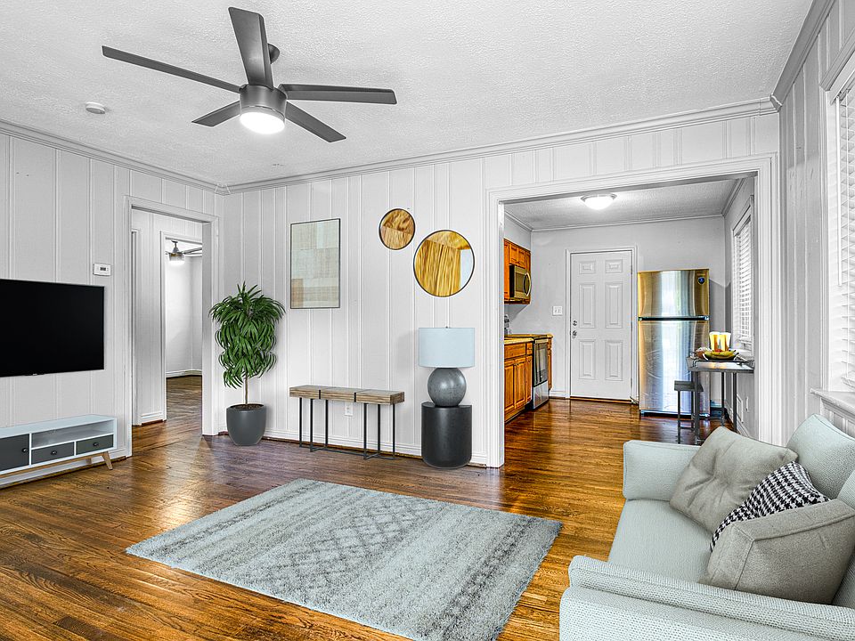 Suggested living room and kitchen layout.