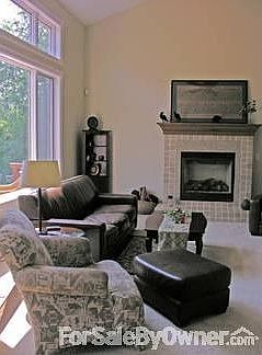 Great Room : Vaulted ceiling, fireplace and lots of windows makes this a great Great Room.