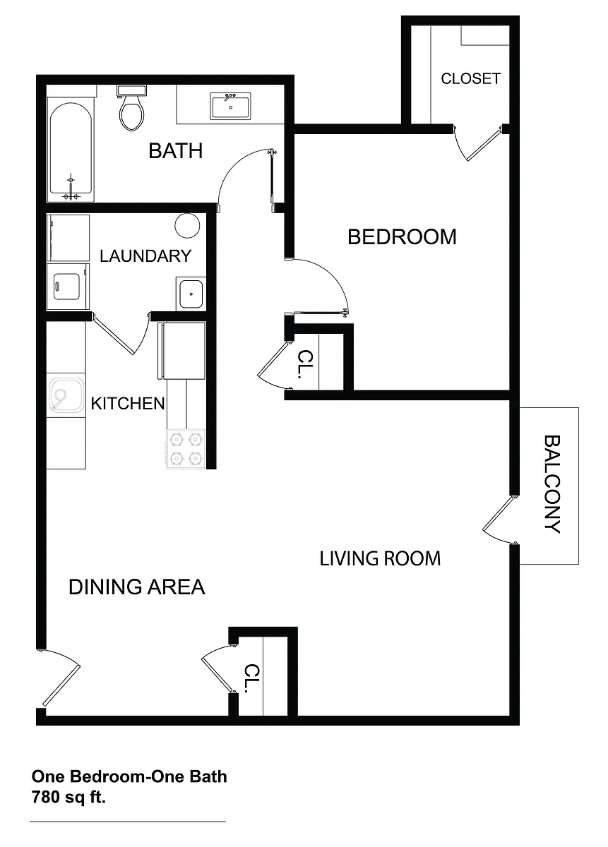 Floor plan 1 Bed 1.0 Bath