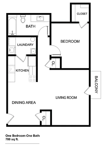 Floor plan 1 Bed 1.0 Bath