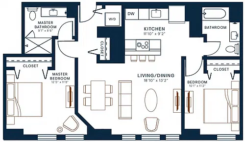 Floor plan 2 Bedroom 03