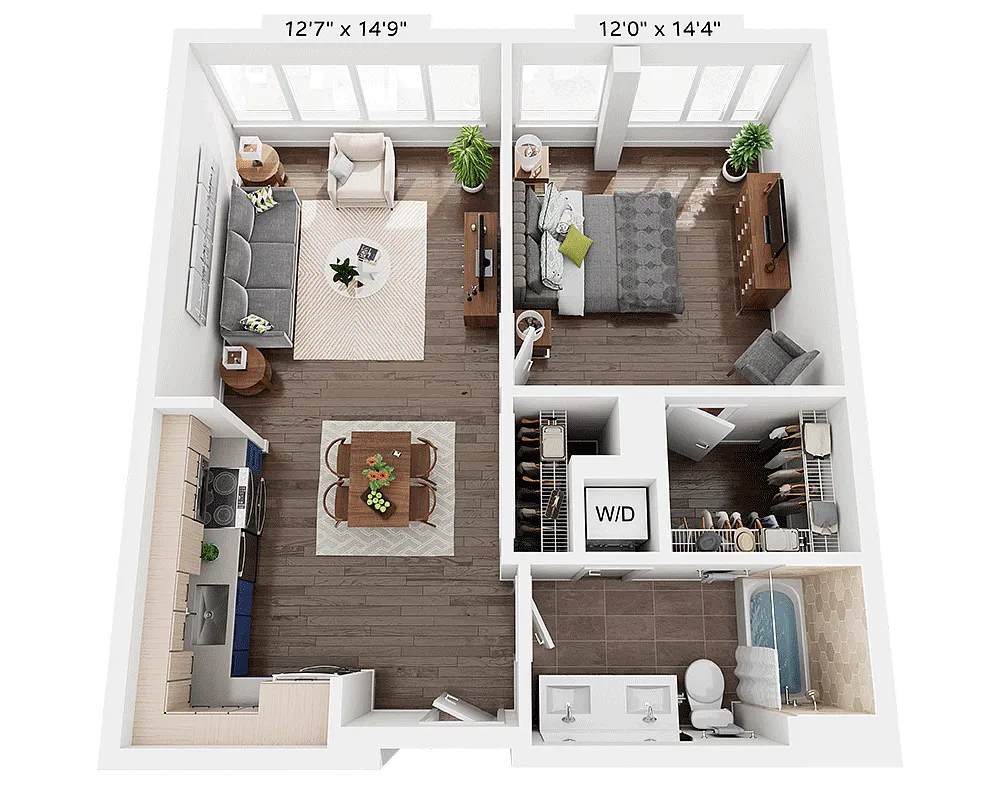 Floor plan One Bedroom A1M