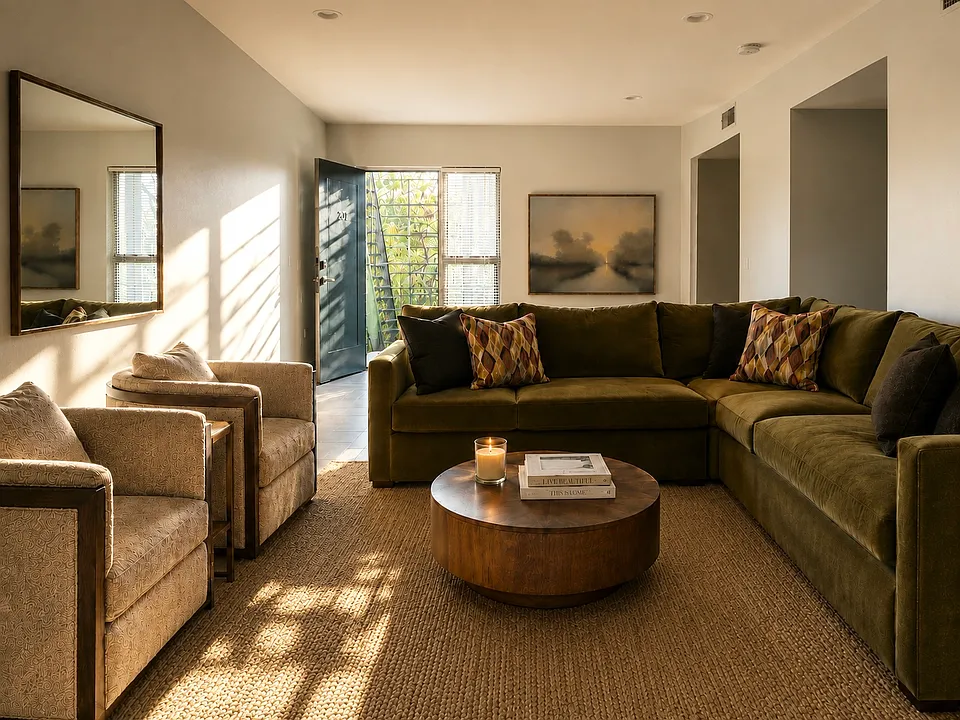 1BR, 1BA, Corner Unit / Living Room