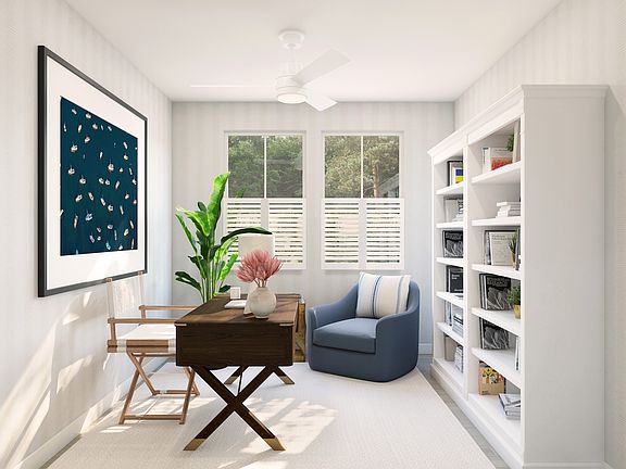 Home office with double barn doors