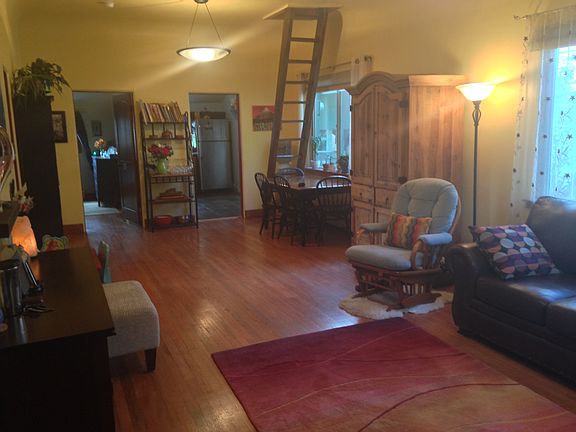 Ladder goes up to attic