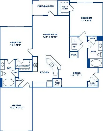 2 Bedroom | 2 Bath | 1186 SF | Attached Garage 2 Bedroom | 2 Bath | 1186 SF | Attached Garage
